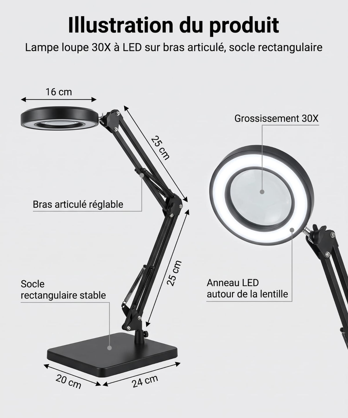 Lampe Loupe LED professionnelle