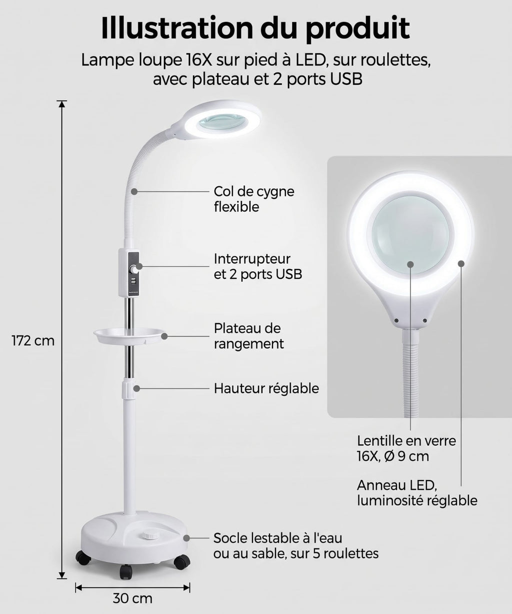 Lampe-Loupe sur pied