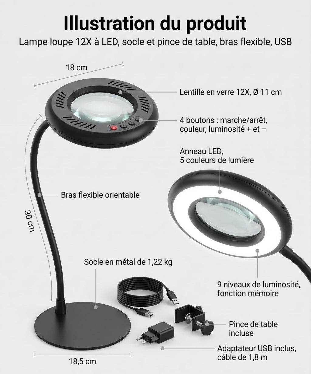Loupe-LED de bureau