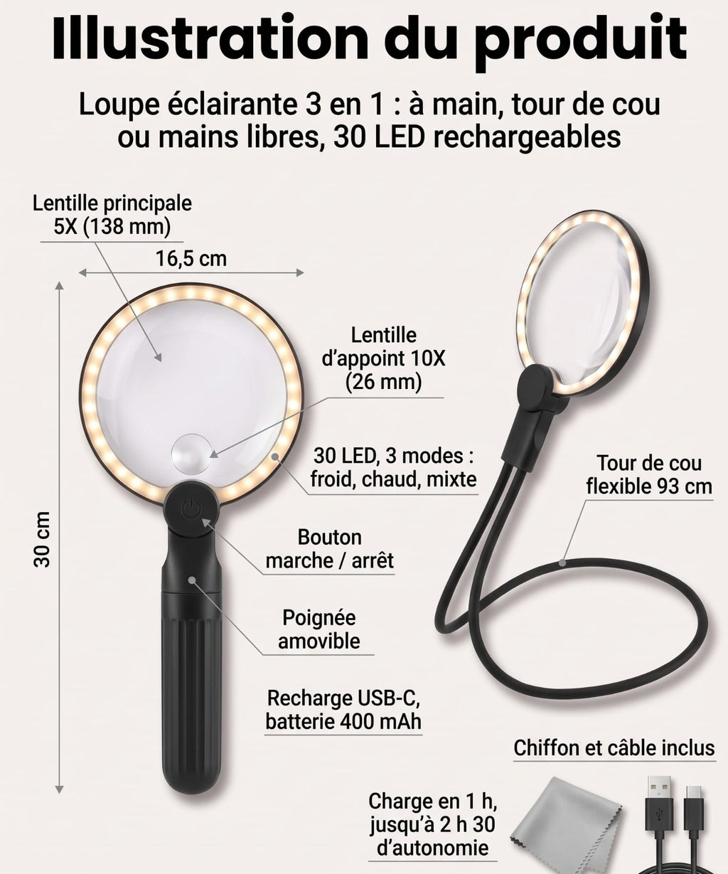 Loupe Lumineuse Mains-Libres