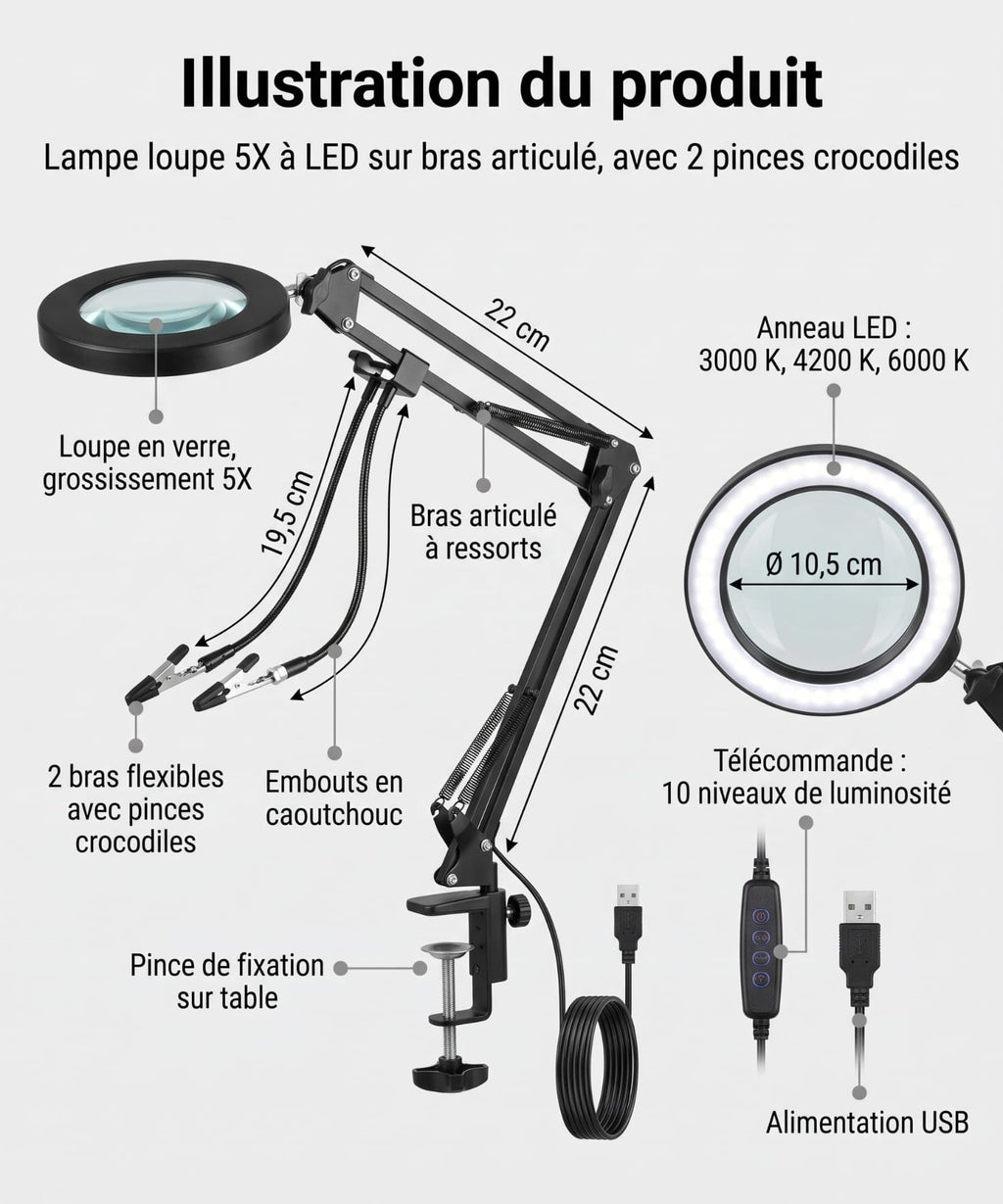 Loupe avec troisième main