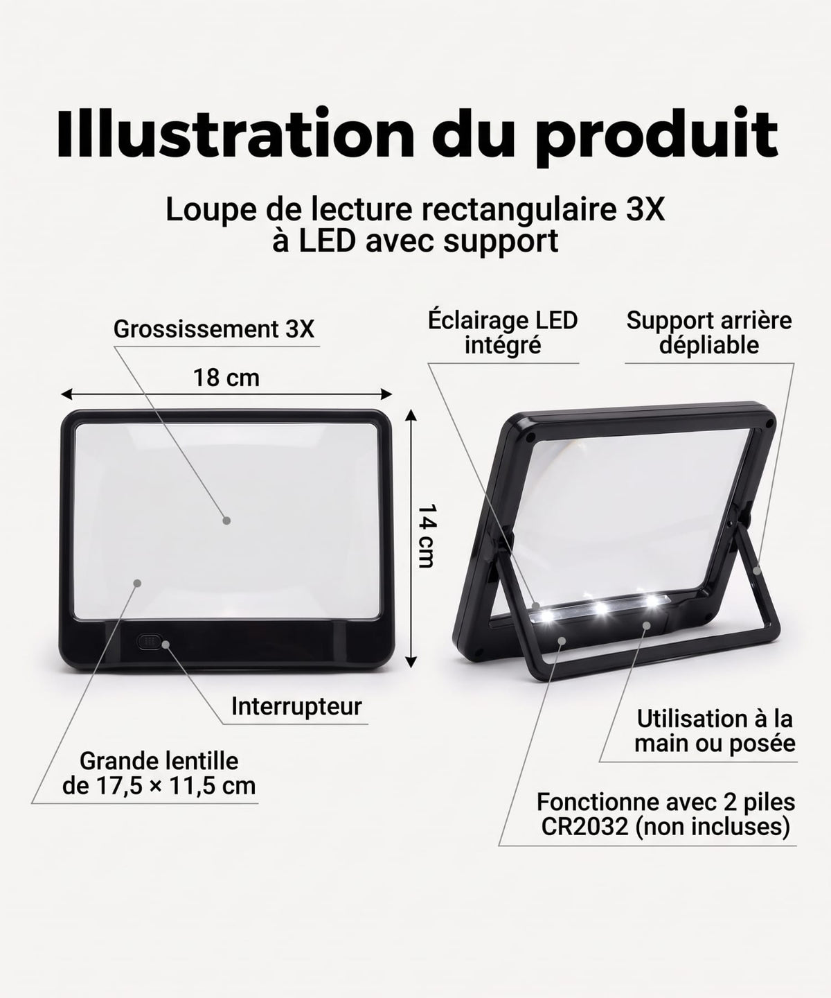 Loupe de Lecture avec éclairage
