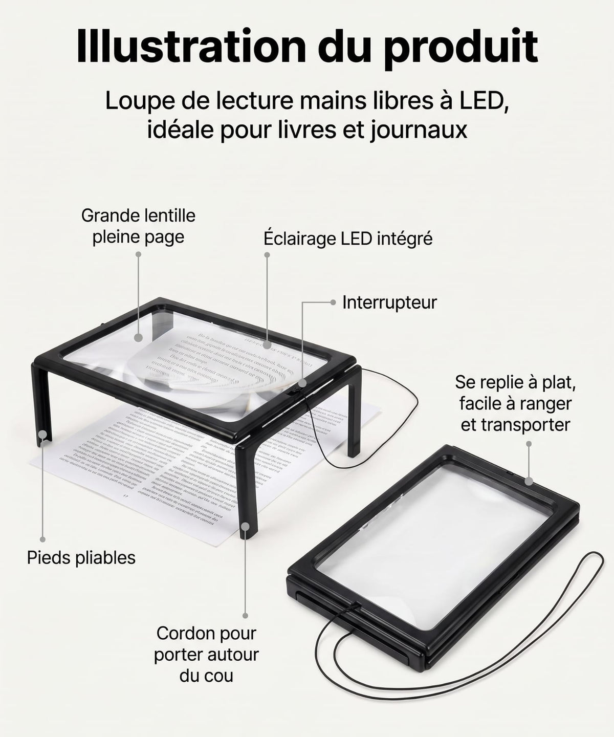 Loupe de Lecture sur Pied