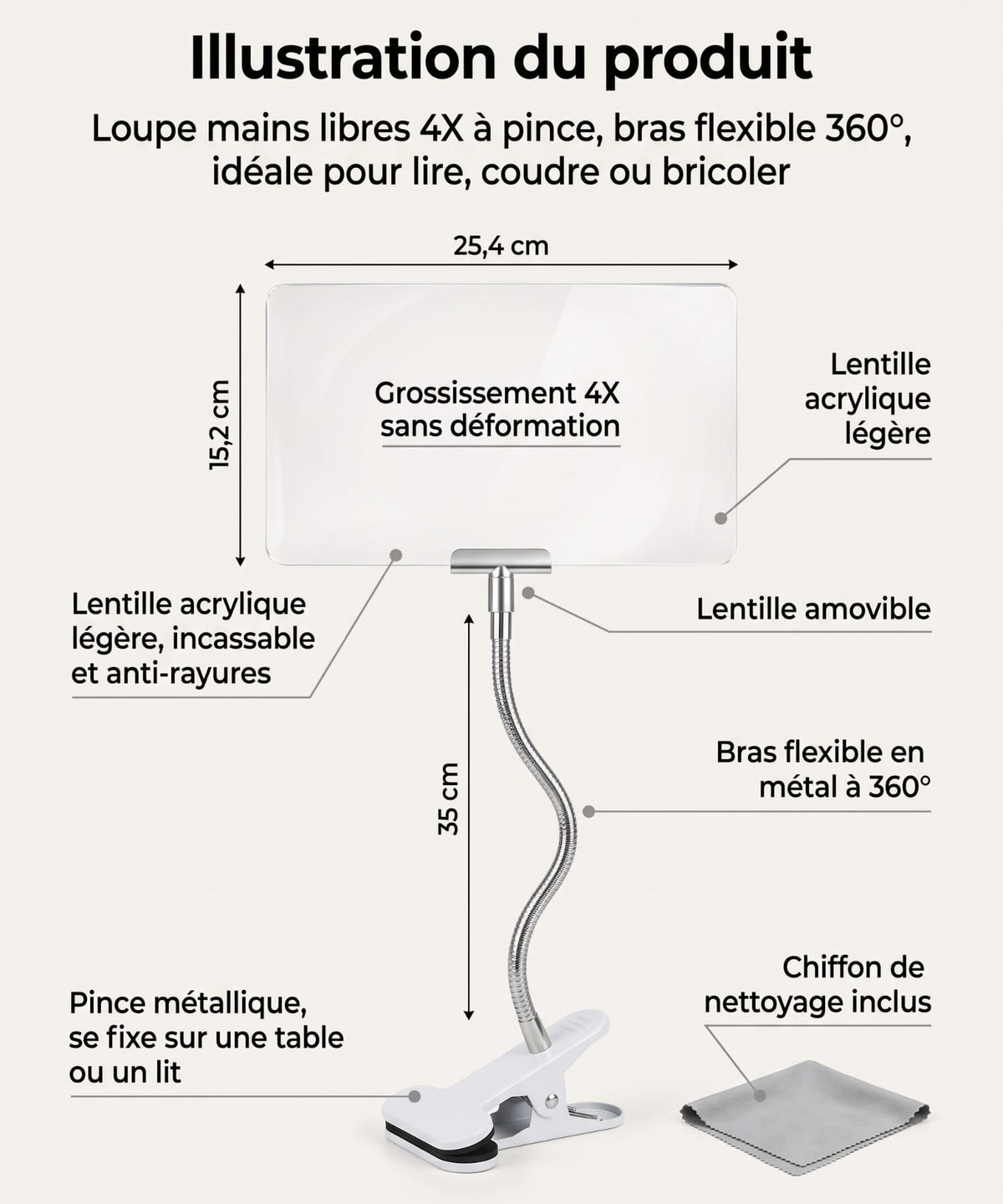 Loupe de lecture Mains libres