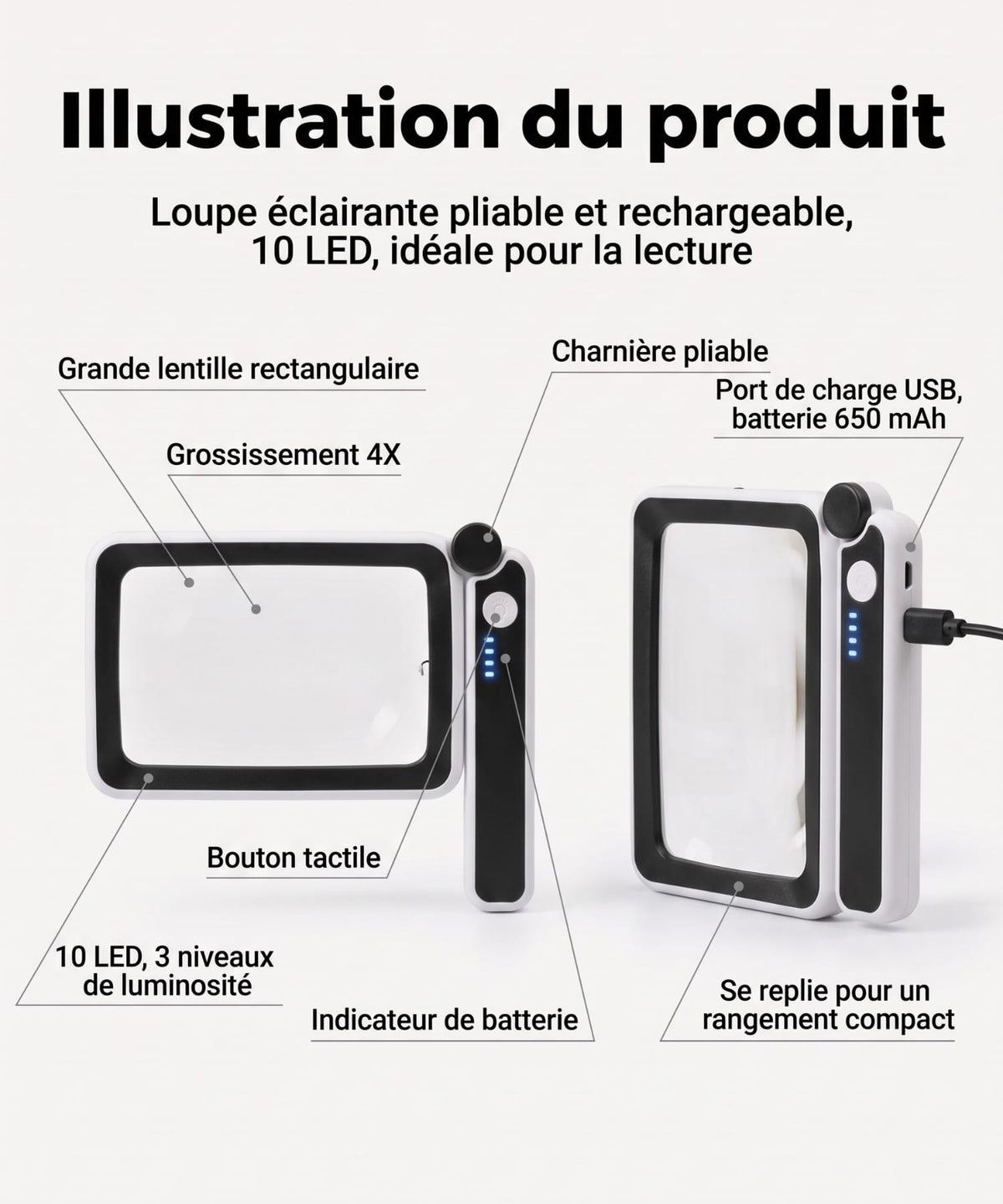 Loupe de lecture éclairante