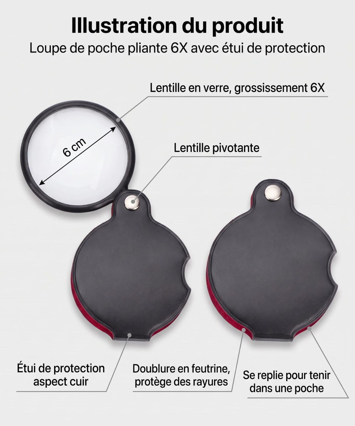 Loupe de poche pliante
